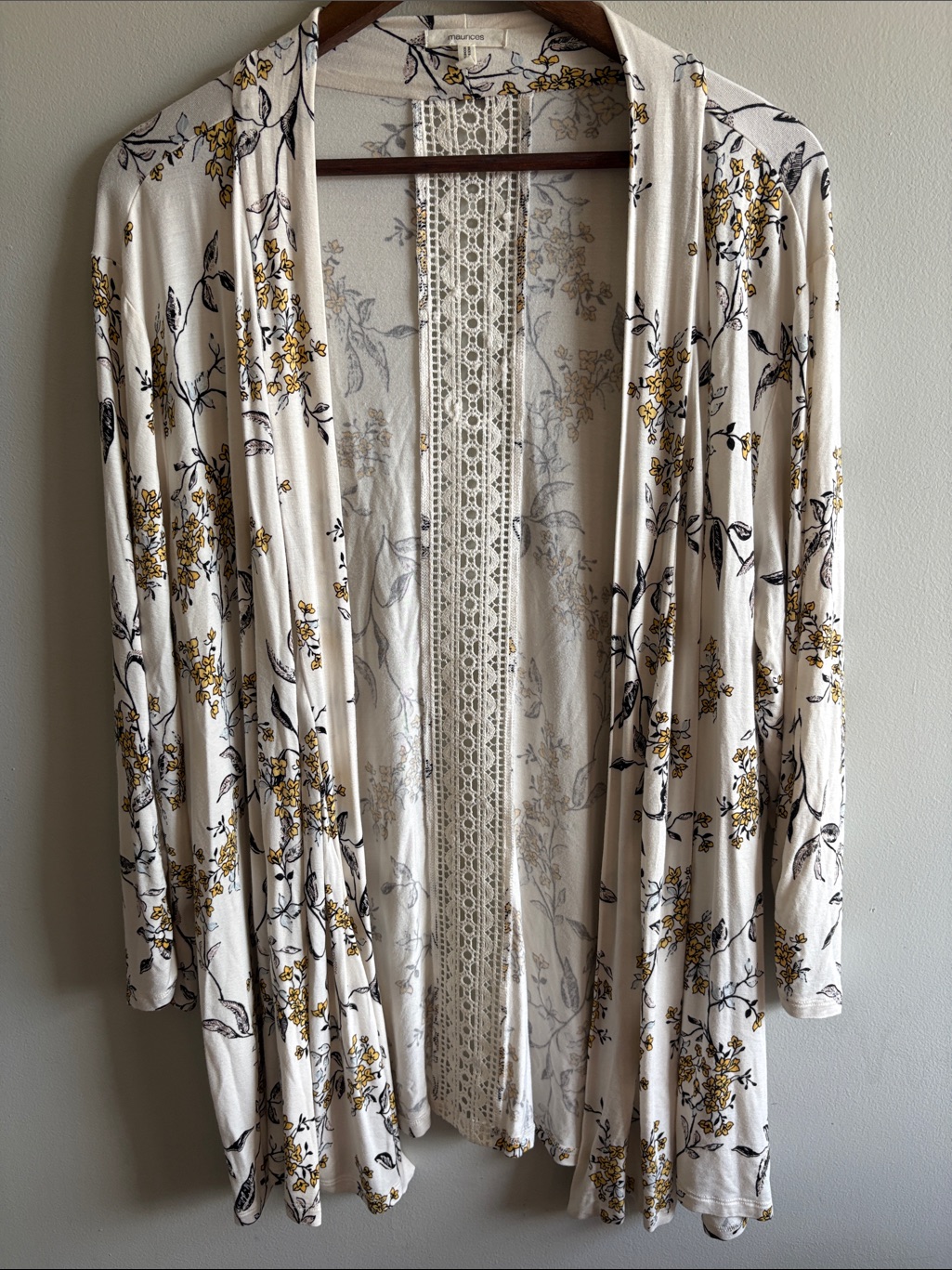 Maurices Floral Crochet Back Duster Cardigan Xxl